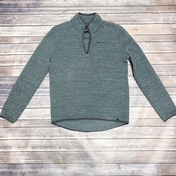 Prana Heather Grey 1/4 Zip Bryce Knit Fleece Lined Pullover Long Sleeve Large - Picture 11 of 14